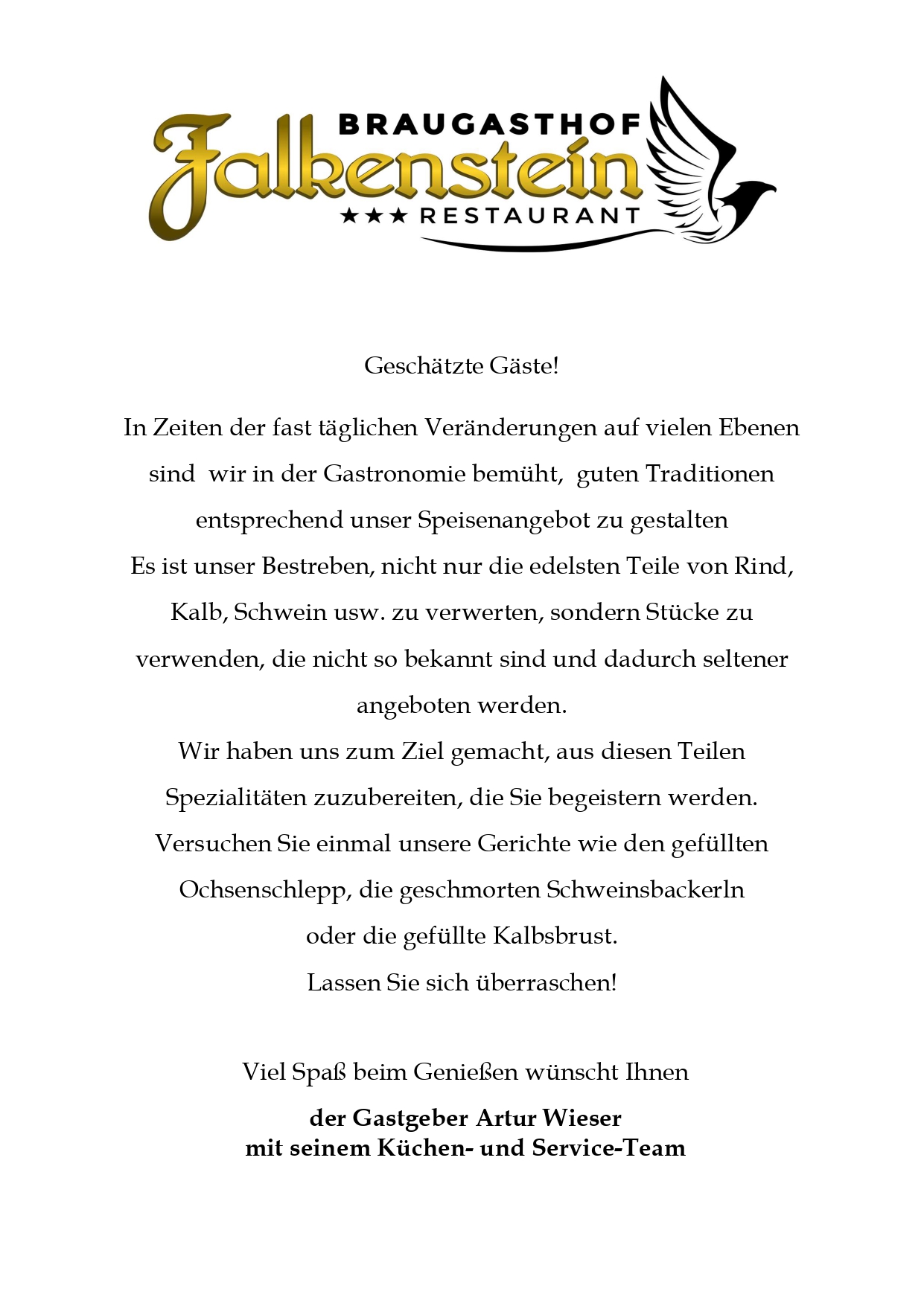 Speisekarte – Braugasthof Falkenstein